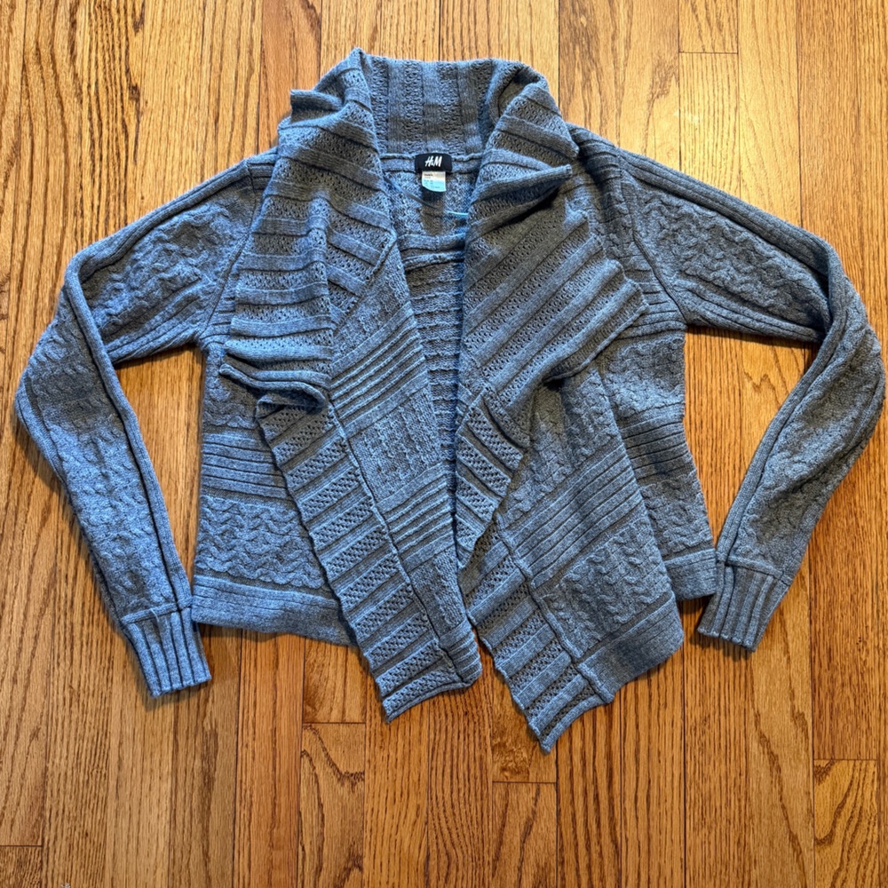 H&M Textured Gray Open Front Cardigan - XS Women’s